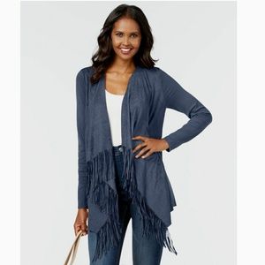 INC International Concepts sueded fringe cardigan